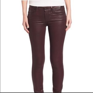 EUC Paige Verdugo ankle jeans. Luxe coating, wine / burgundy color. Sz 26.